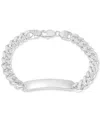 Italian Gold Cuban Chain Id Bracelet In Sterling Silver In Silver
