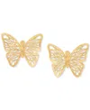 Italian Gold Filigree Openwork Butterfly Stud Earrings In 10k Gold In Gold