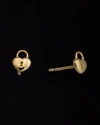 Italian Gold Fremada 14k  Heart Lock Studs