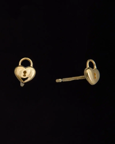 Italian Gold Fremada 14k  Heart Lock Studs