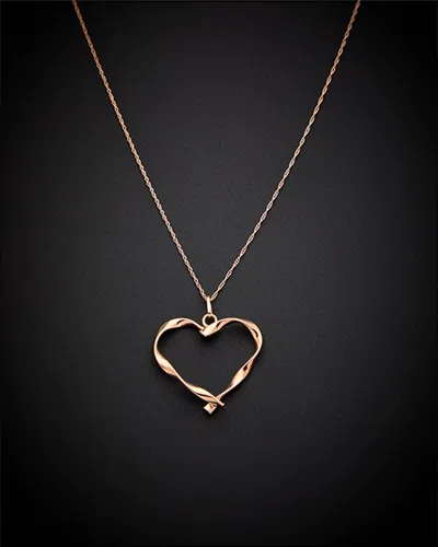 Italian Gold Fremada 14k Italian Rose Gold Open Heart Pendant Necklace
