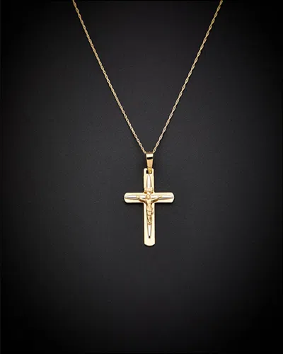 Italian Gold Fremada 14k Italian Two-tone Gold Crucifiz Pendant Necklace