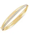 Italian Gold Glitter Crossover Bangle Bracelet In 10k Gold In Gold