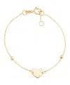 Italian Gold Heart Bracelet In 14k Yellow Gold In Transparent