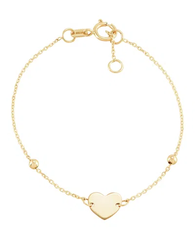 Italian Gold Heart Bracelet In 14k Yellow Gold In Transparent