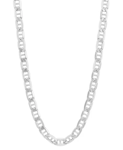 Italian Gold Heavy Mariner Chain 22" Necklace In 14k White Gold In Silver