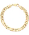 Italian Gold Men's Polished Mariner Link Chain Bracelet In 14k Gold In Gold