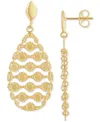 Italian Gold Openwork Teardrop Drop Earrings In 10k Gold In Gold