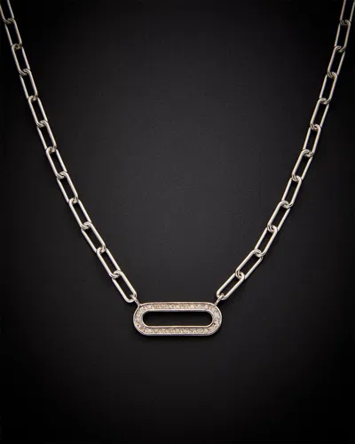 Italian Gold Over Silver 0.15 Ct. Tw. Diamond Necklace In Metallic