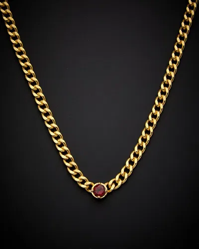 Italian Gold Over Silver Gemstone Necklace In Red