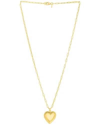 Italian Gold Over Silver 14k  Puffed Heart Paperclip Necklace