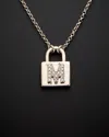 Italian Gold Over Silver 0.12 Ct. Tw. Diamond Padlock Initial Necklace