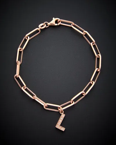 Italian Gold Over Silver 18k  0.12 Ct. Tw. Diamond Paperclip Chain Bracelet