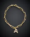 Italian Gold Over Silver 0.12 Ct. Tw. Diamond Paperclip Chain Bracelet