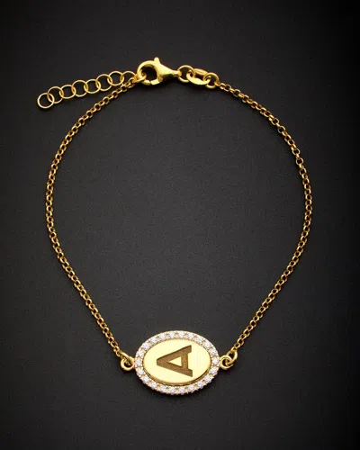 Italian Gold Over Silver 18k  0.15 Ct. Tw. Diamond Initial Bracelet