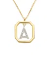 Italian Gold Over Silver 18k  0.15 Ct. Tw. Diamond Initial Necklace