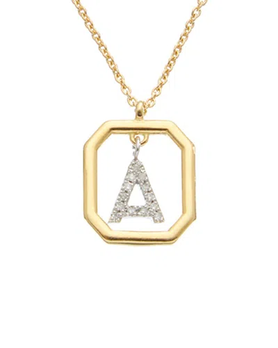 Italian Gold Over Silver 18k  0.15 Ct. Tw. Diamond Initial Necklace