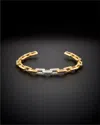 Italian Gold Over Silver 18k  0.15 Ct. Tw. Diamond Link Cuff