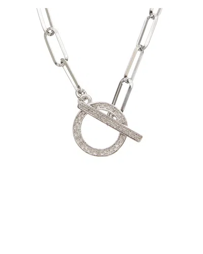 Italian Gold Over Silver 18k  0.2 Ct. Tw. Diamond Link Necklace In Orange
