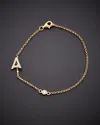 Italian Gold Over Silver 18k  0.20 Ct. Tw. Diamond Initial Bracelet (a-z)