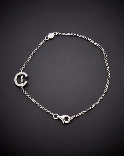 Italian Gold Over Silver 18k  0.20 Ct. Tw. Diamond Initial Bracelet (a-z)