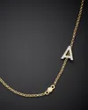Italian Gold Over Silver 18k  0.20 Ct. Tw. Diamond Initial Necklace (a-z) In Gold