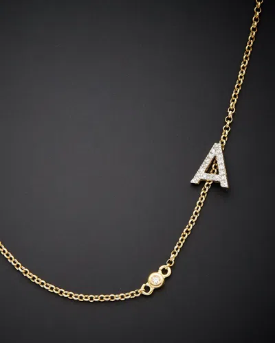 Italian Gold Over Silver 18k  0.20 Ct. Tw. Diamond Initial Necklace (a-z)