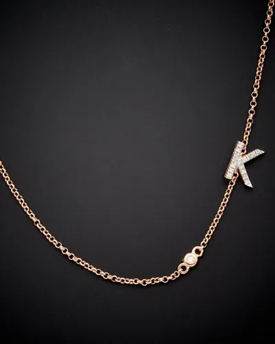 Italian Gold Over Silver 18k  0.20 Ct. Tw. Diamond Initial Necklace (a-z)
