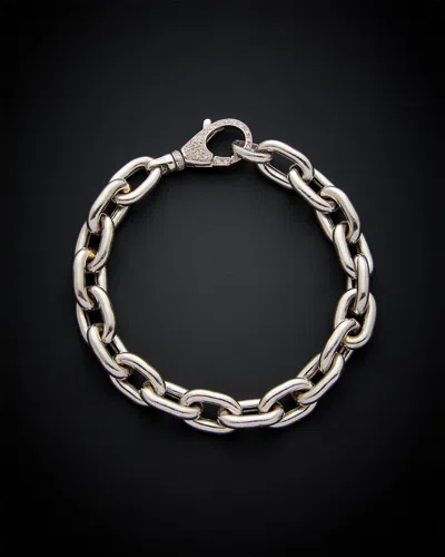 Italian Gold Over Silver 18k  0.20 Ct. Tw. Diamond Link Bracelet