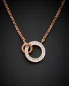 Italian Gold Over Silver 18k  0.20 Ct. Tw. Diamond Necklace In Rose Gold