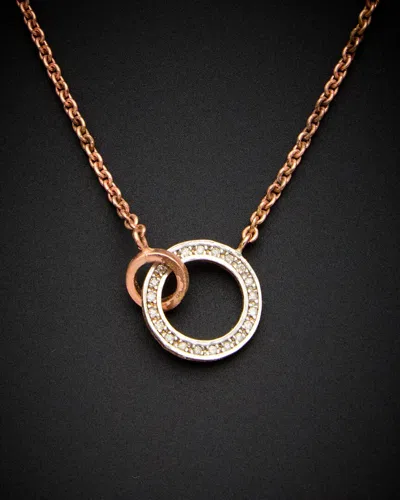 Italian Gold Over Silver 18k  0.20 Ct. Tw. Diamond Necklace In Rose Gold