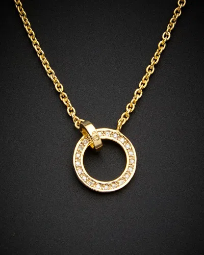 Italian Gold Over Silver 18k  0.20 Ct. Tw. Diamond Necklace In Yellow