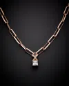 Italian Gold Over Silver 18k  .10 Ct Tw Diamond & White Topaz Paperclip Necklace