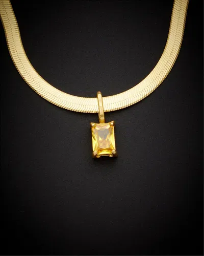 Italian Gold Over Silver 18k  1.00 Ct. Tw. Birthstone Herringbone Necklace In Green