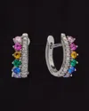 Italian Gold Over Silver 18k  1.12 Ct. Tw. Diamond Huggie Earrings In White