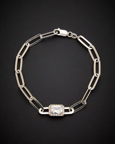 Italian Gold Over Silver 18k  1.65 Ct. Tw. White Topaz & Diamond Bracelet