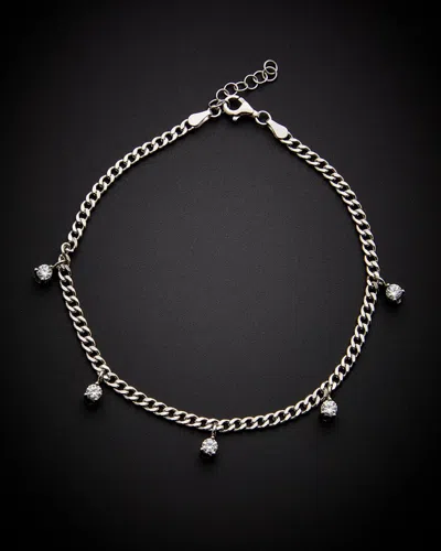 Italian Gold Over Silver Clear Stone Anklet