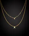 Italian Gold Over Silver 18k  Diamond Initial Necklace (a-z) In Gold