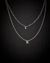Italian Gold Over Silver 18k  Diamond Initial Necklace (a-z)