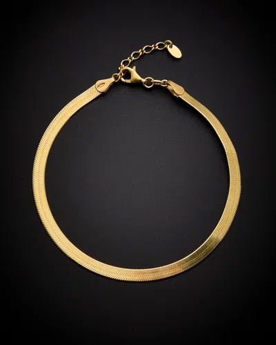 Italian Gold Over Silver 18k  Herringbone Anklet In Yellow Gold