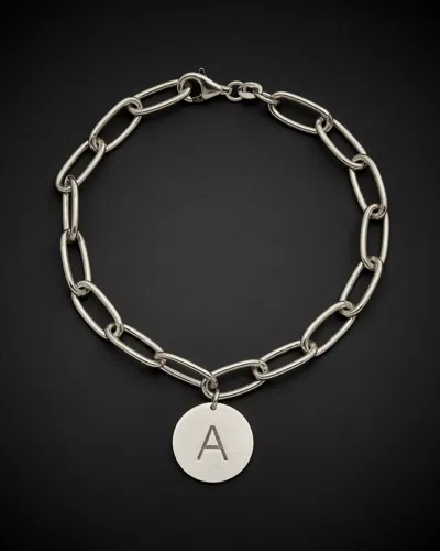Italian Gold Over Silver 18k  Initial Bracelet In Metallic