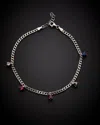 Italian Gold Over Silver Multicolor Stone Anklet