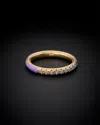 Italian Gold Over Silver 18k Italian Gold Vermeil 0.12 Ct. Tw. Diamond Enamel Ring