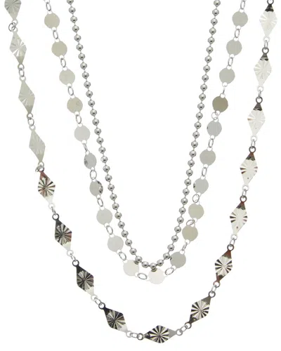 Italian Gold Over Silver 18k Plated Multi Strand Necklace In Metallic