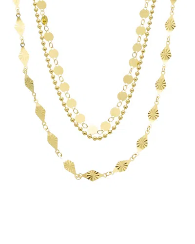 Italian Gold Over Silver 18k Plated Multi Strand Necklace In Gold