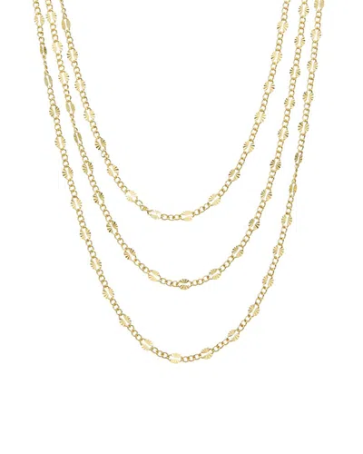 Italian Gold Over Silver 18k Plated Multi Strand Necklace In Gold