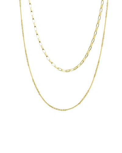 Italian Gold Over Silver 18k Plated Multi Strand Necklace In Metallic