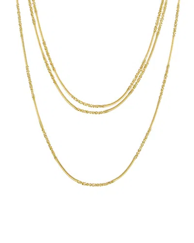 Italian Gold Over Silver 18k Plated Multi Strand Necklace In Gray