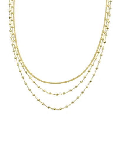 Italian Gold Over Silver 18k Plated Multi Strand Necklace In Gold