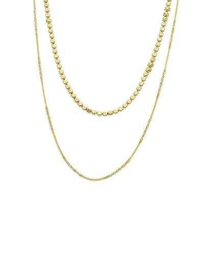 Italian Gold Over Silver 18k Plated Multi Strand Necklace In Burgundy